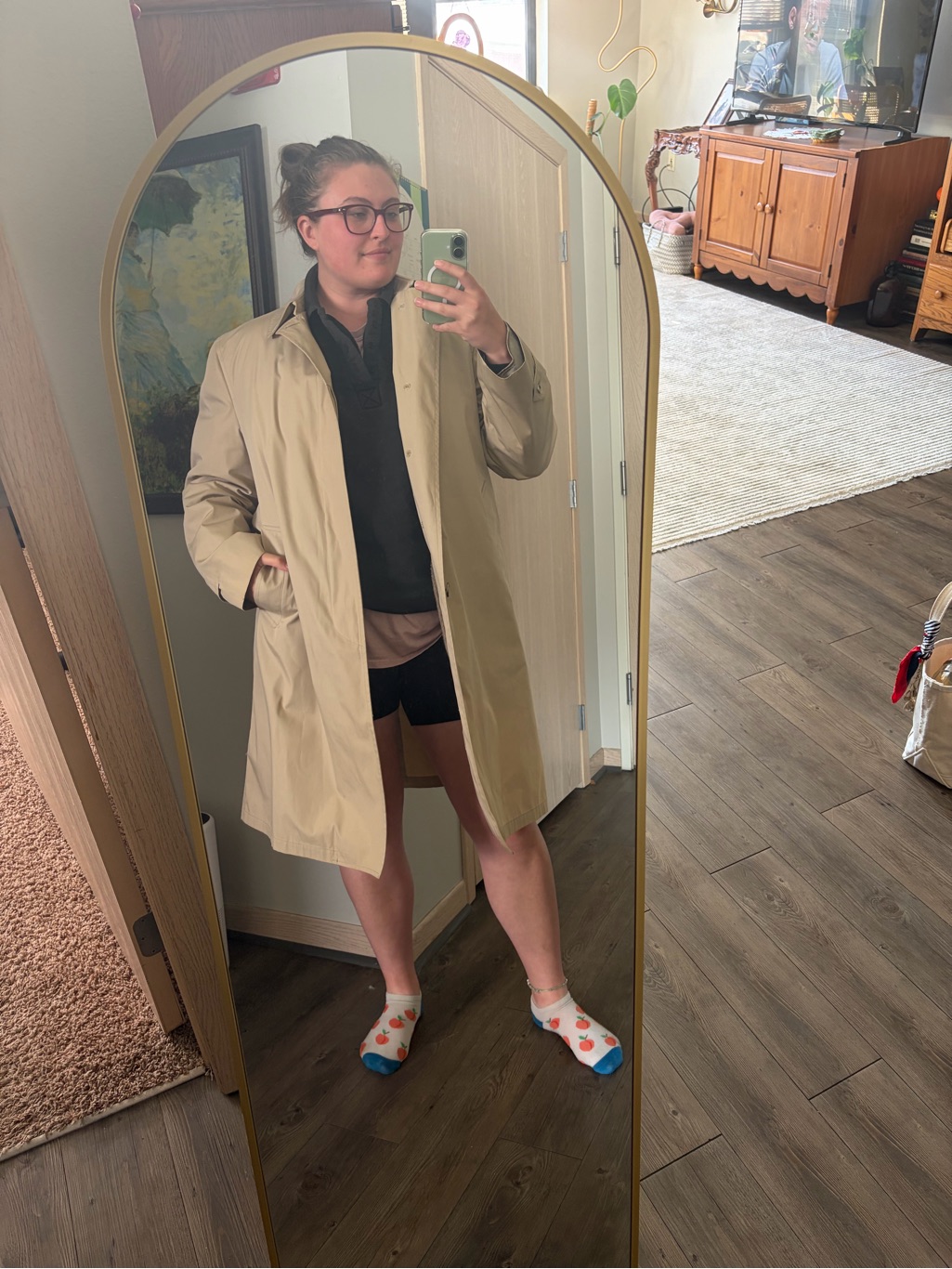London Fog Beige Trench Coat With Shearling Trim